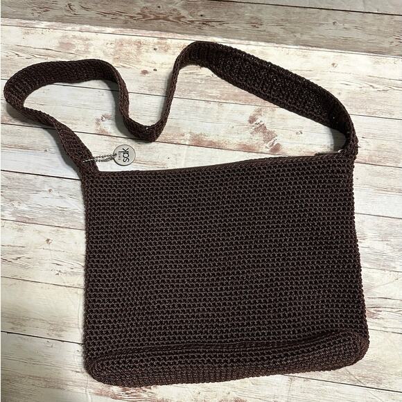 The SAK Knit Crochet Purse Chocolate Brown Vegan Handbag Shoulder Bag - Picture 1 of 7